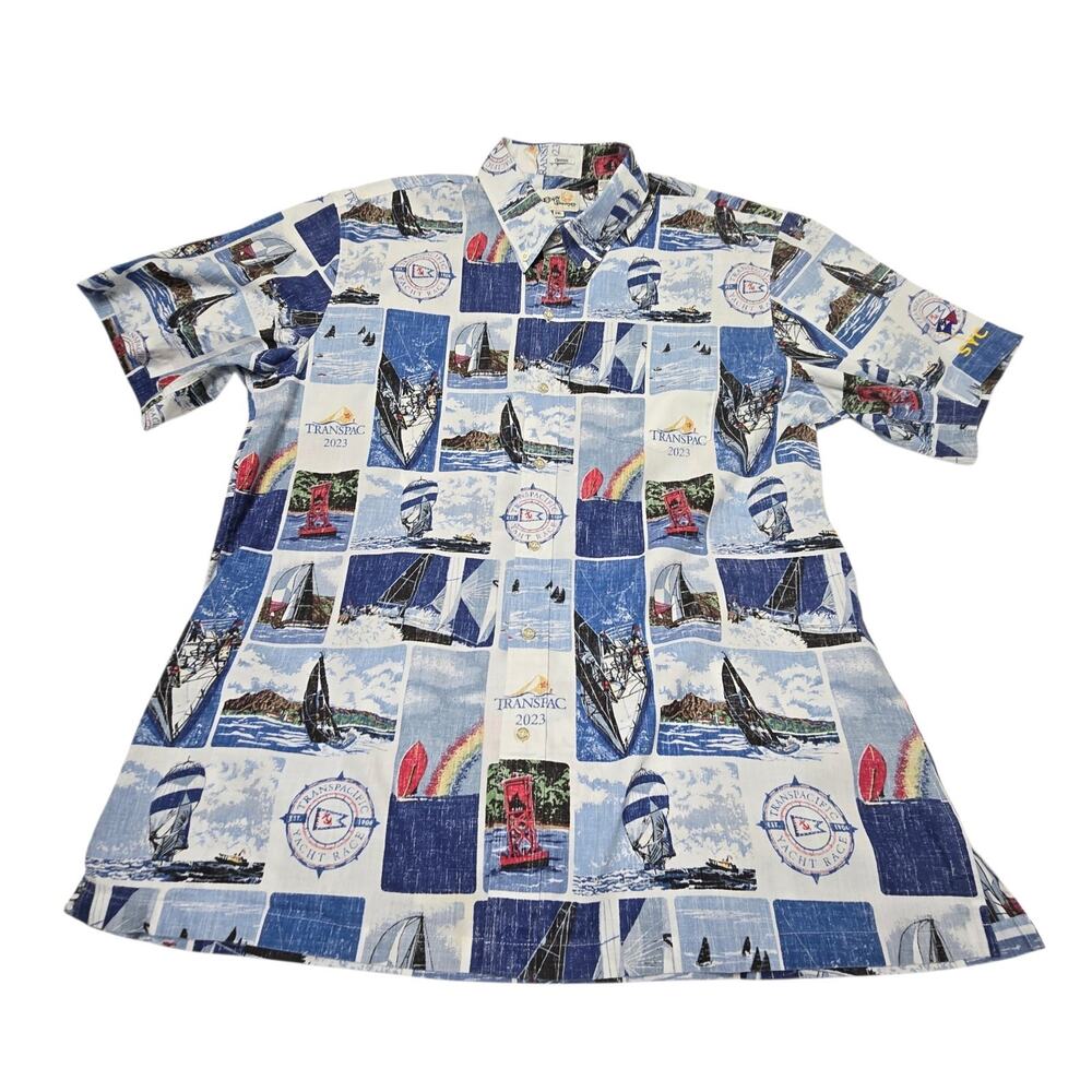 Reyn Spooner Hawaiian Shirt XXL Embroidery On Left Sleeve